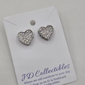 Swarovski Elements Silver Heart Earrings Crystal Made w Swarovski Crystals